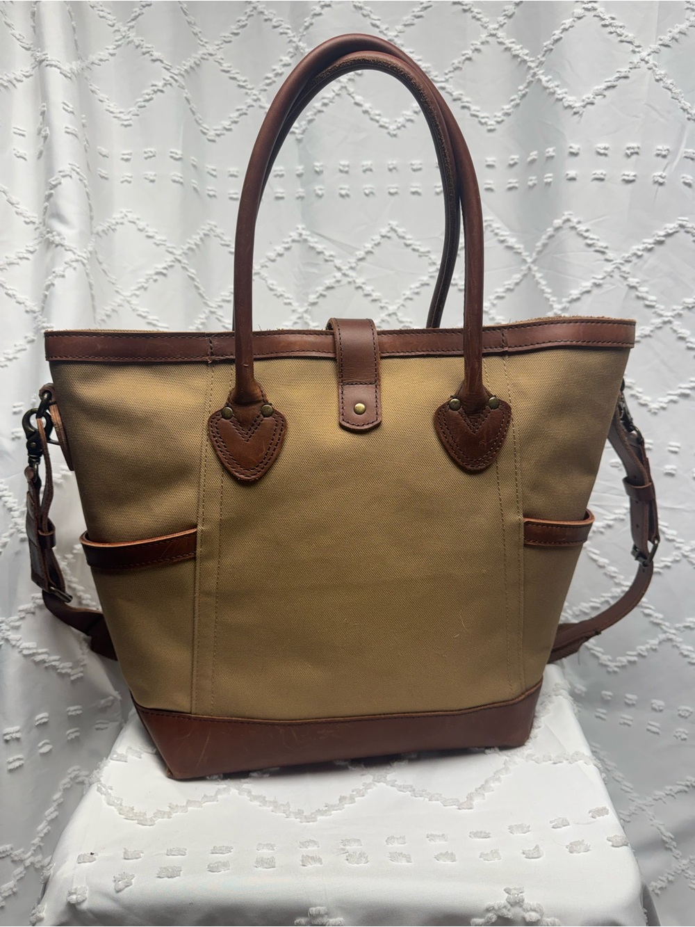 L.L. Bean Signature Canvas and Leather Tote Bag with Crossbody Strap - Picture 4 of 10